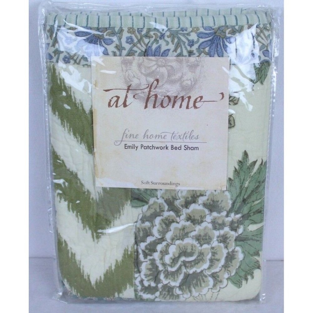 Soft Surroundings Emily Patchwork King Bed Pillow Sham Floral Muted 30 x 36"